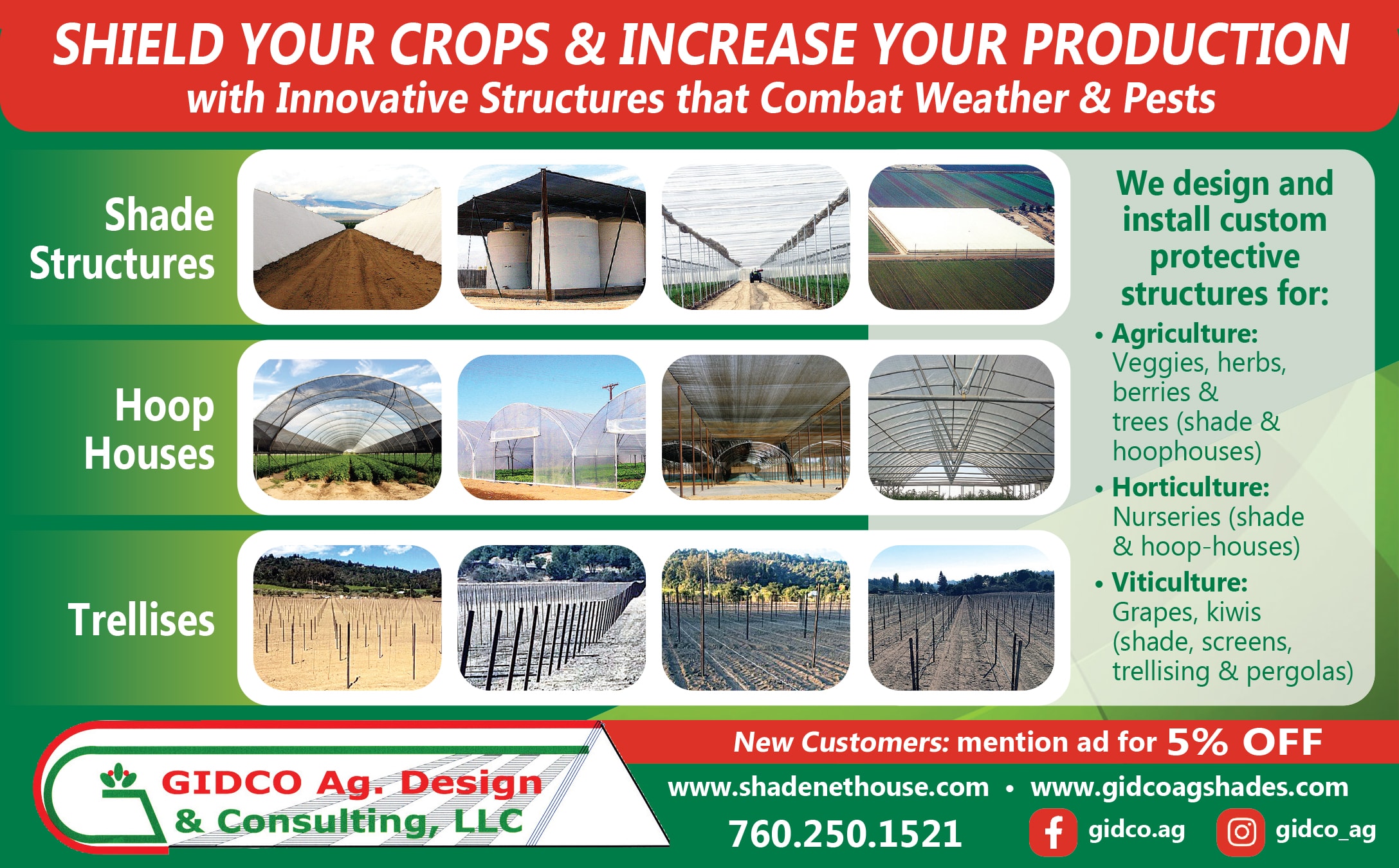 GIDCO Ag. Design & Consulting — shade structures, hoop houses, and trellises for agriculture
